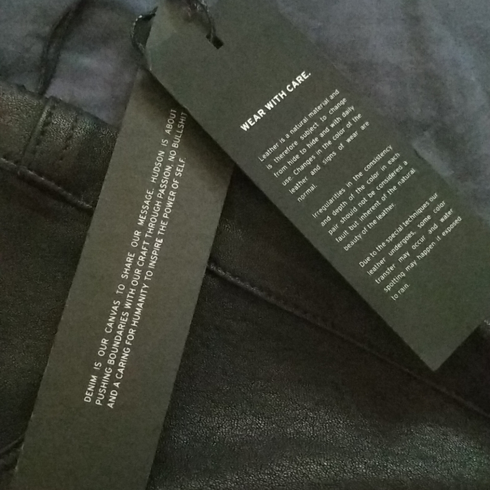 Hudson Barbara Stretch Leather Jeans Pants Black - Picture 7 of 8